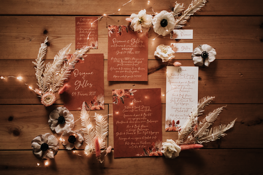 Faire part mariage terracotta