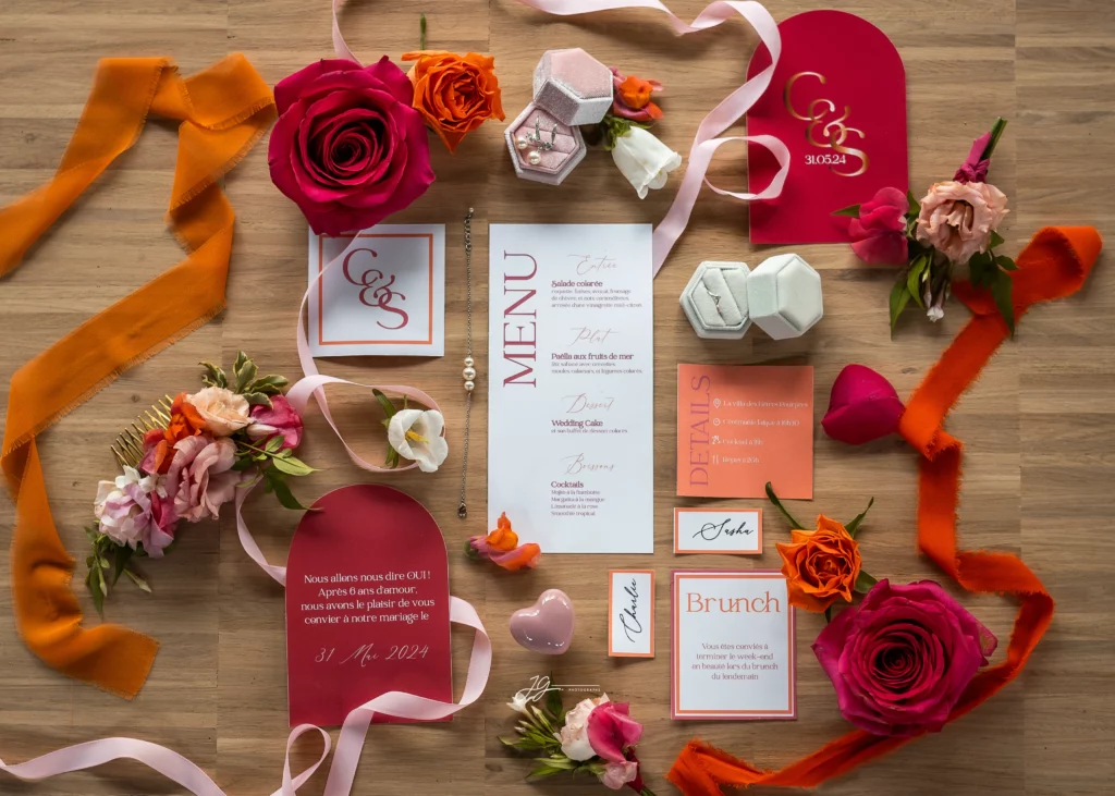décoration mariage orange et fushia