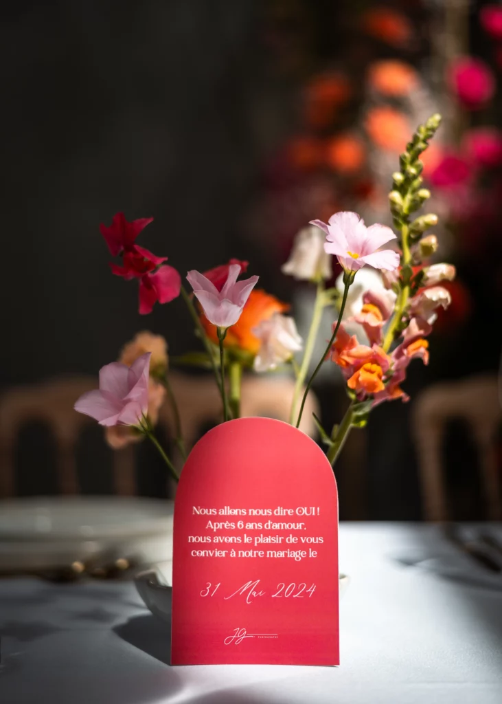 papeterie mariage fushia et orange