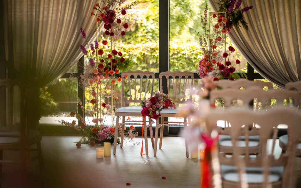 cérémonie mariage fushia et orange